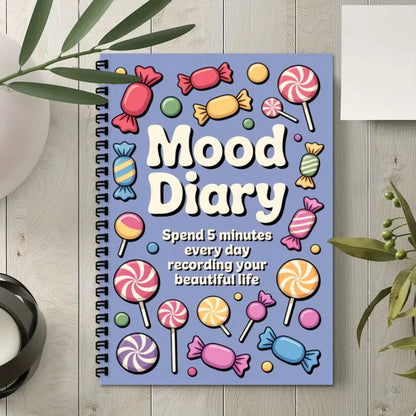 Women's Journal & Mental Health Journal, A5 Guided Self Care Mood Emotions Diary with Daily Mood Tracker, Wellness Log for Writing Feeling (Candy Pattern)