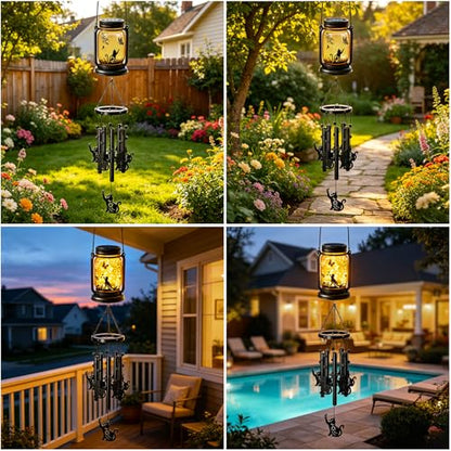 2 Pack Solar Cat Wind Chimes for Outside, Birthday Mother' s Day Gifts for Mom Women Grandma,Solar Cat Wind Chime Light Hanging Wind Chimes Outdoor,IP65 Waterproof, Yard Garden Terrace - size: 2 pack-Cat jar wind chime