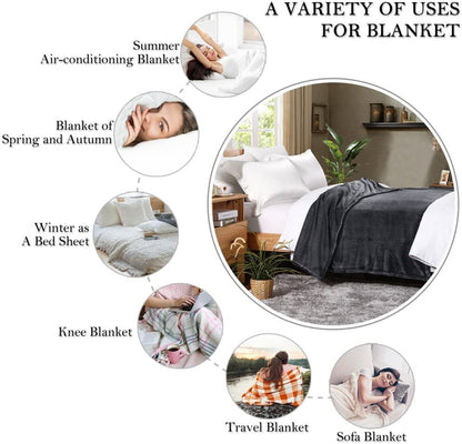 HYSEAS Flannel Fleece Throw Blanket Dark Grey - Super Soft Plush Microfiber Solid Blanket for Couch, Bed, Chair, Sofa - Fuzzy Cozy Lightweight - 50x60 Inch - color: Dark Grey