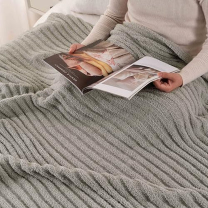 BATTILO Grey Throw Blanket for Couch, Fluffy Soft Plush Light Gray Chenille Blankets, Cozy Warm Lightweight Blanket for Bed, Sofa, Light Gray, 50"x60" - color: Grey