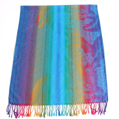 SmilerSmile Colorful Scarf Wraps for Womens Tassel Shawl Wrap - color: 03-peacock/Lakeblue