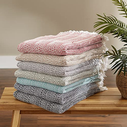 DII Herringbone Striped Collection Cotton Throw Blanket, 50x60, Stone - color: Stone, size: 50x60"