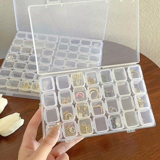 Clear Plastic Jewelry & Small Parts Organizer - Desktop Storage Box for Accessories, Beads & Craft Components (clear-28) - color: clear-28