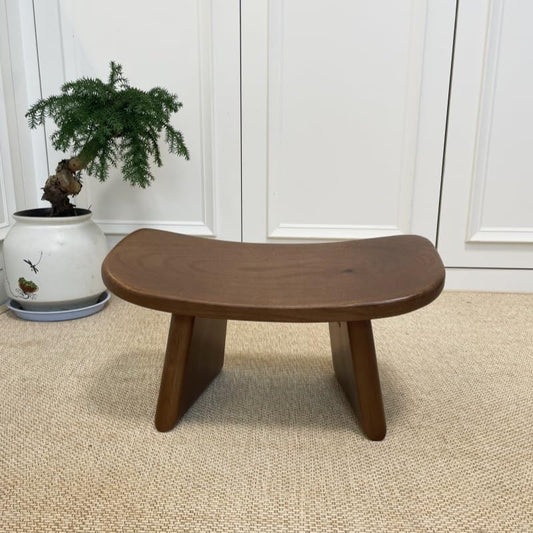 Wooden Meditation Bench - Ergonomic Angled Seat for Yoga, Prayer & Zen - Solid Hardwood Portable Design (Small) - size: Small