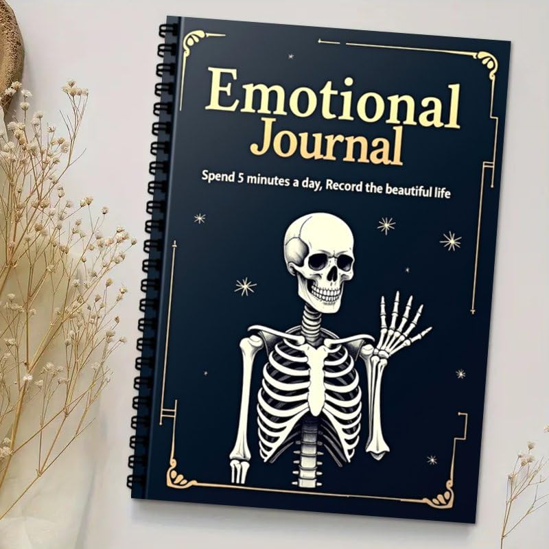 100 Pages Mental Health Journal for Women Men, A5 Guided Self Care & Emotional Diary with Mood Tracker & Feelings Log for Psychologh Gifts, Black - color: Black-A