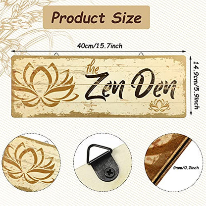 The Zen Den Lotus Wood Sign 15.75 x 5.9 Inch Lotus Yoga Wooden Hanging Wall Sign with Hooks Meditation Home Decor for Yoga Studio Bathroom Bedroom Spiritual Room Decoration(Light Yellow)