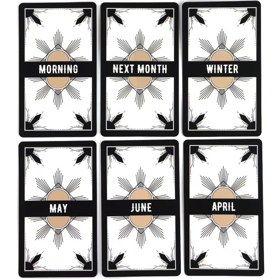 Timing Answer Message Card Deck – 54 English Cards, Black & White Minimal Design, 10.3 × 6 cm