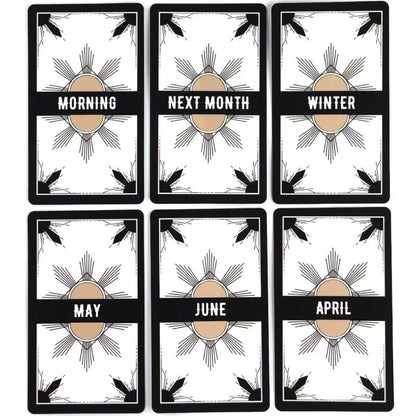 Timing Answer Message Card Deck – 54 English Cards, Black & White Minimal Design, 10.3 × 6 cm