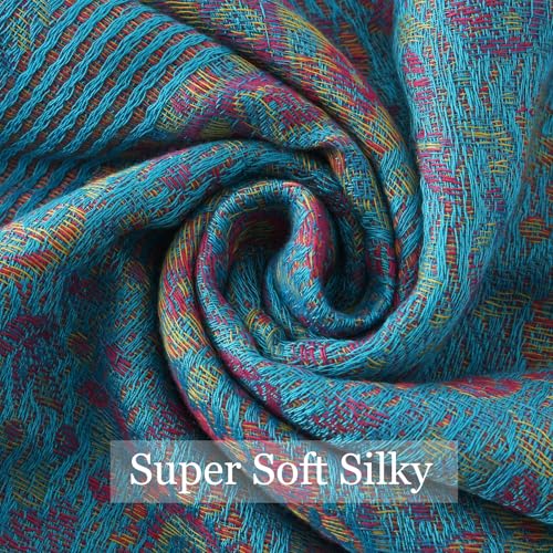 Paisley Pashmina Rave Shawl Scarf-Women's Reversible Ethnic Jacquard Pashmina Wraps for Travel - color: C#.blue