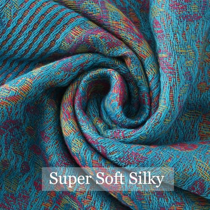 Paisley Pashmina Rave Shawl Scarf-Women's Reversible Ethnic Jacquard Pashmina Wraps for Travel - color: C#.blue