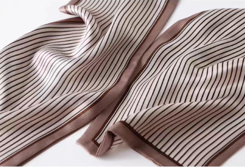 100% Silk Scarf for Women 59”*6.3” Long Shawls for Headscarf and Neck- Oblong Hair Wraps with Gift Packed - color: Stripes