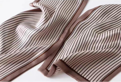 100% Silk Scarf for Women 59”*6.3” Long Shawls for Headscarf and Neck- Oblong Hair Wraps with Gift Packed - color: Stripes
