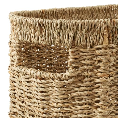 Casafield Woven Magazine Holder with Handles, Natural - Seagrass Storage Basket for Bathroom, Living Room, Home Office - color: Natural - Seagrass