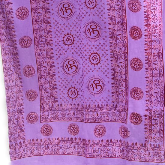 Prabhuji's Gifts Meditation Yoga Prayer Shawl with Om Symbol, Purple Multi-Use Wrap - Unisex
