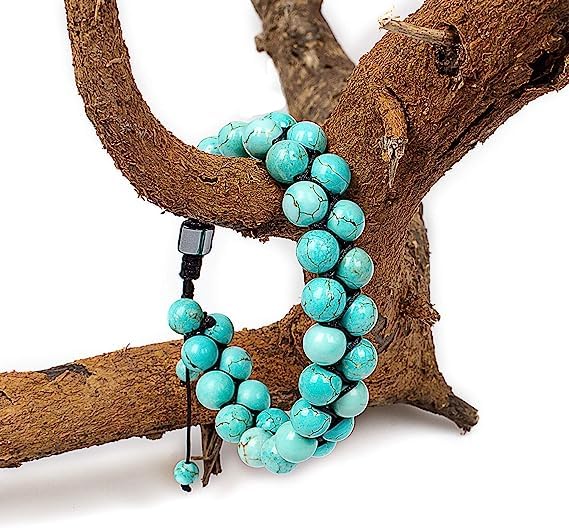108 Mala Beads Necklace 7 Chakra Tree of Life Pendant Prayer Buddha Bracelets Healing Stone Yoga Men Women Jewelry - color: Turquoise Lava-2 Beads