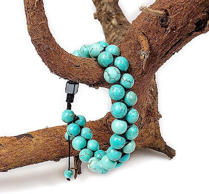 108 Mala Beads Necklace 7 Chakra Tree of Life Pendant Prayer Buddha Bracelets Healing Stone Yoga Men Women Jewelry - color: Turquoise Lava-2 Beads