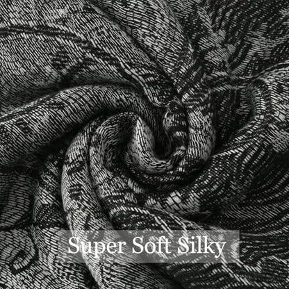 Paisley Pashmina Rave Shawl Scarf-Women's Reversible Ethnic Jacquard Pashmina Wraps for Travel - color: A#. Black White