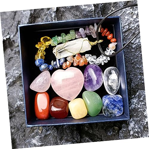 1Set Delicate Healing Chakra Crystal Pendant Kit with Present Box Portable Meditation Stones for Relief Gemstone Accessories for Relaxation Decoration