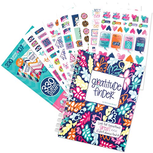 Gratitude Journal 52 Week Daily Positive Thinking for Thankfulness + Sticker Set | Gratitude Finder - color: Island Bloom + Grateful Heart Stickers