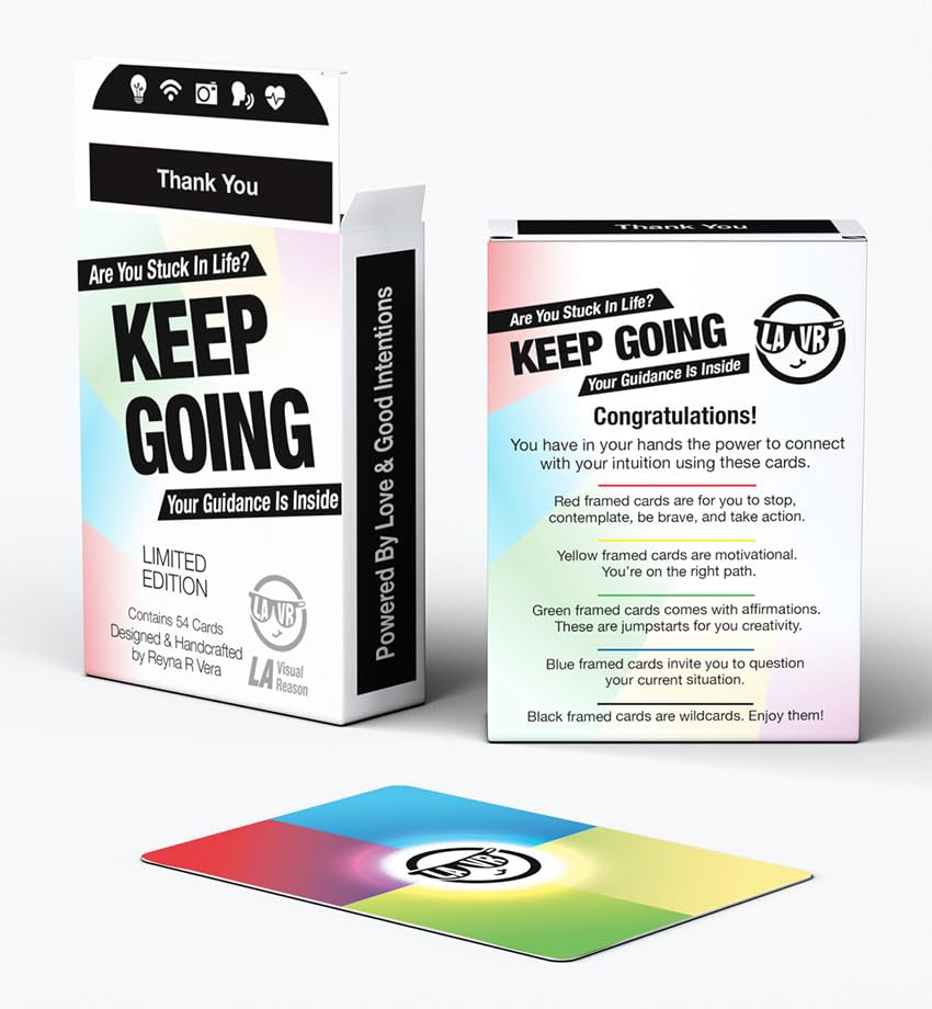 Keep Going | Deck of Cards | Tool for Self-Consiousness w/Questions, Affirmations, Motivational, & Stops Based on Your own Intuition: Trust Your Instincts | LA Visual Reason