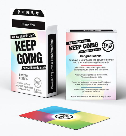 Keep Going | Deck of Cards | Tool for Self-Consiousness w/Questions, Affirmations, Motivational, & Stops Based on Your own Intuition: Trust Your Instincts | LA Visual Reason