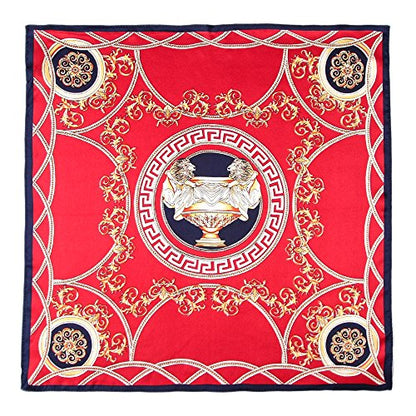 ANDANTINO 100% Mulberry Silk Scarf -21” Lightweight Square Neckerchief – Breathable Digital Printed Scarves with Gift Packed - color: Red