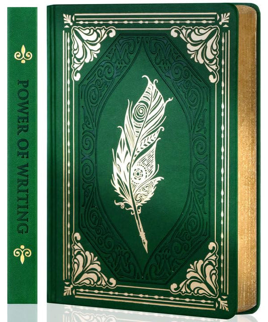 CAGIE 320 Pages Thick Hardcover Journaling Notebooks Vintage Leather Journal for Women Men A5 College Ruled Journals for Writing with Gift Box, 5.7 x 8.3 in, Dark Green - color: Dark Green