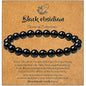 MAIBAOTA Healing Crystal Bracelet for Women Men, 8/4 mm Natural Stone Beaded Bracelets, Jewelry Birthday Gifts, Round Gemstones Stretch Bracelets - color: Black-Obsidian, size: 8 mm
