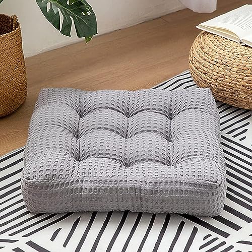 Wcxixo Round Futon Large Linen Tatami Floor Pillow Thicken Tufted Cotton Seat Cushion Solid Color Floor Cushion Yoga Meditation Cushion Balcony Outdoor