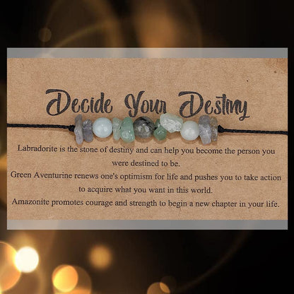 COLORFUL BLING Handmade Healing Chakra Beaded Bracelet with Spiritual Meaningful Card Crystal Natural Stone Strand Bracelet for Women Reiki Yoga Meditation Jewelry Protection Gifts - color: light