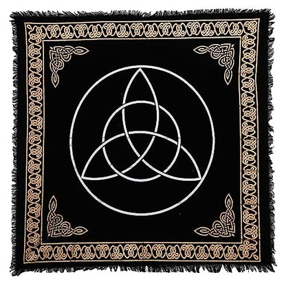 Indian Consigners Altar Cloth Vesica Pisces Knots Witchcraft Alter Tarot Spread Wiccan Spiritual 36" Sacred Alter Table Cloth (Triquetra Gold Silver) - color: Triquetra Silver