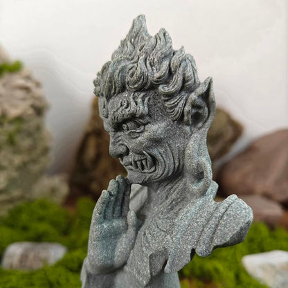 Half Buddha Half Demon Stone Statue Natural Bluestone Yin Yang Sculpture, Zen Meditation Decor Aquarium Safe Ornament Spiritual Balance Figurine for Home Office