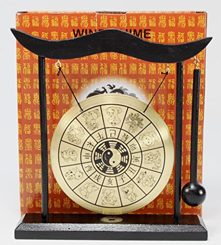 Brass Feng Shui Desktop Table Gong Meditation Desk Bell (Zodiac)