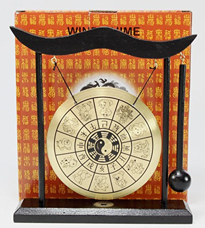 Brass Feng Shui Desktop Table Gong Meditation Desk Bell (Zodiac)