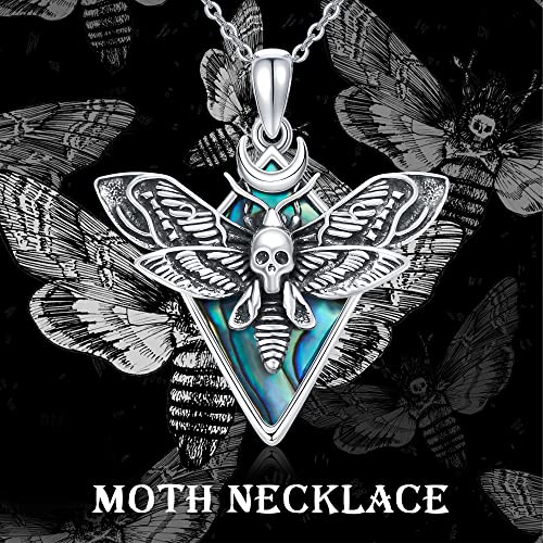 Sterling Silver Cute Animal Pendant Necklace Fox/Snake/Unicorn/Owl on Moon/Rabbit/Horse Necklace Jewelry for Women Mom Sister - style: moth