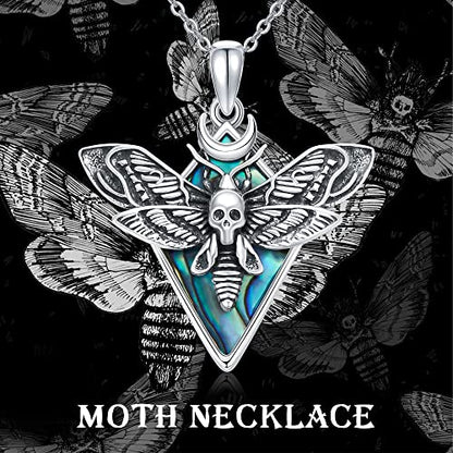 Sterling Silver Cute Animal Pendant Necklace Fox/Snake/Unicorn/Owl on Moon/Rabbit/Horse Necklace Jewelry for Women Mom Sister - style: moth