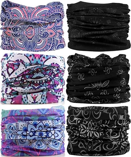 Headband Neck Gaiter Head Wrap Headwear Face Mask Magic Scarf Bandana for Men and Women - color: 6pc.pink Series