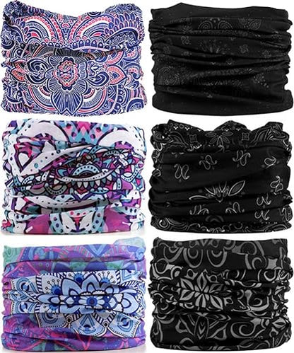 Headband Neck Gaiter Head Wrap Headwear Face Mask Magic Scarf Bandana for Men and Women - color: 6pc.pink Series