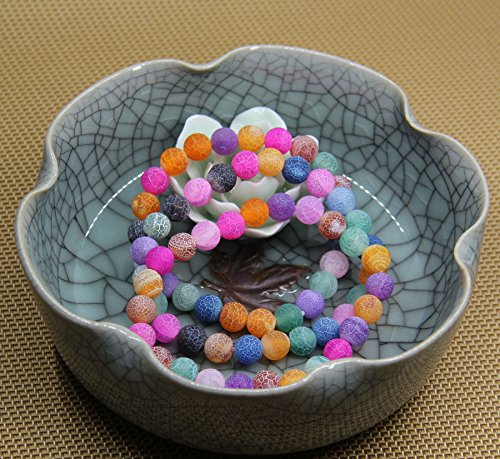 Amandastone Natural Gemstone 8mm Round Beads Stretch Bracelet 7 Inch - color: Multicolor Weathered Agate