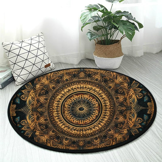Non-Slip 3ft Round Area Rug Mandala Mat Soft Washable Perfect for Kitchen Living Room Bedroom Bath RAR-618716278 - color: Color-1, size: 3' (Round)