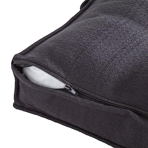 Square Tufted Floor Pillow with Removable Cover, Black, Small (24") - color: Black, size: Small (24")
