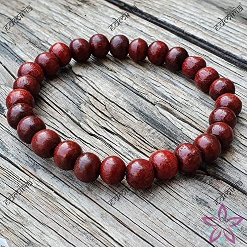 Sandalwood Bracelet for Women Men Buddhist Prayer Strand Chandan Bracelet Handmade Stretchable Elastic Sandalwood Beaded Wristbands for Yoga Meditation - style: Red Sandalwood 8mm