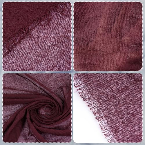 Nydotd Women Summer Cotton Linen Scarf Crinkle Long Beach Shawl Wrap hijab with Fringe - color: Deep Burgundy
