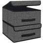 Onlyeasy Foldable Storage Bins Cubes Boxes with Lid - Storage Box Cube Cubby Basket Closet Organizer Pack of Two with Leather Handles for Closet Bedroom, 13"x13", Black, 8MXALB2P