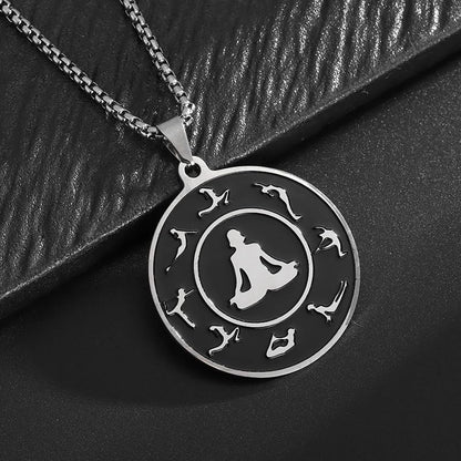 Stainless Steel Body Yoga Meditation Chart Pendant Necklace for Men and Women Sports and Leisure Style Jewelry Gifts