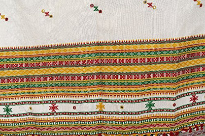 Exotic India Shawl from Kutch with Embroidered Bootis and Mirrors - Wool - color: Cobblestone