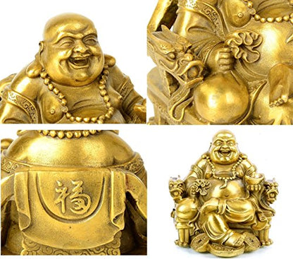 Fengshui Decor Laughing Buddha Statue for Lucky & Happiness, God of Wealth Statue,Brass Buddhist Statues and Sculptures Home Decor Congratulatory Gifts (X-Large) - size: X-Large