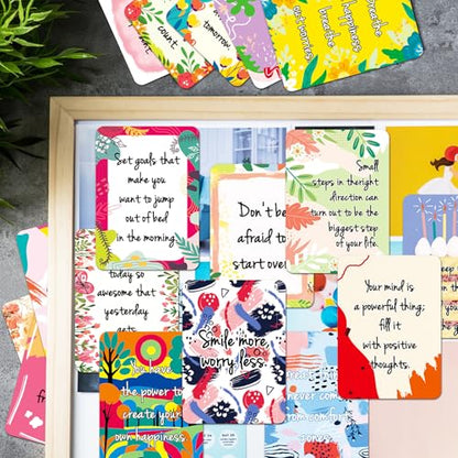 50 Pcs Motivational Cards, 2.52 * 3.5 inch Inspirational Positive Affirmations Cards for Employees Coworkers, and Kids, Blank Back