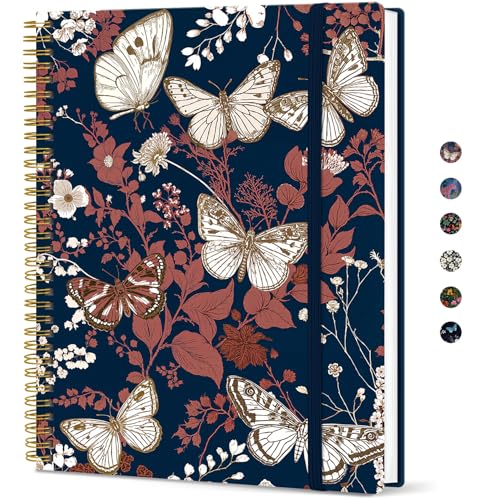 Large Spiral Lined Journal for Women, 8.5" x 11" Notebooks for Work Collge Ruled, A4 Aesthetic Cute Journaling Notebooks for Writing, Plastic Cover, Golden Flutter - color: K-Golden Flutter