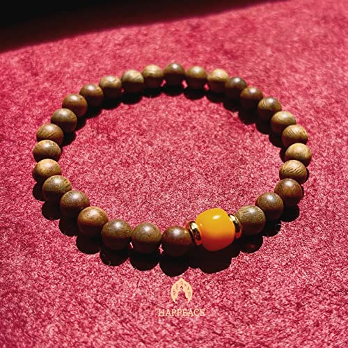 HAPPEACE Elastic Bracelets for Small Wrists - 6mm Verawood Beads and Ancient Glass Beads